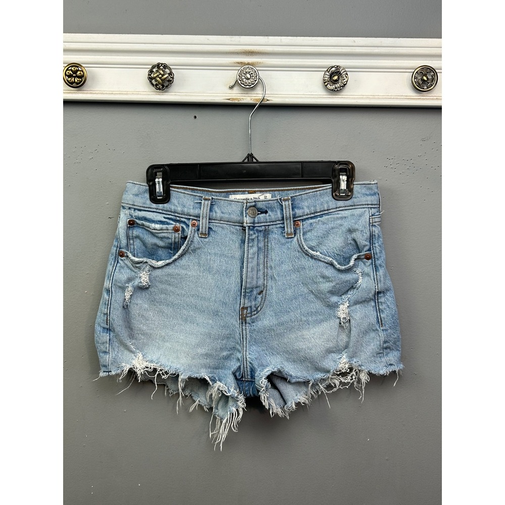 Abercrombie & Fitch Denim Shorts Womens 4 Light Blue Mom Short Curve Love Ripped